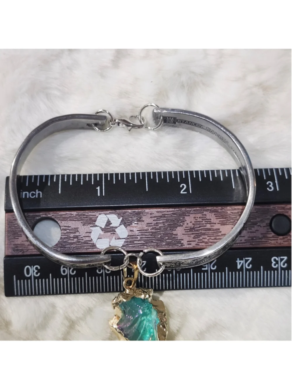 Rose Pattern Silverwear Bracelet with charm